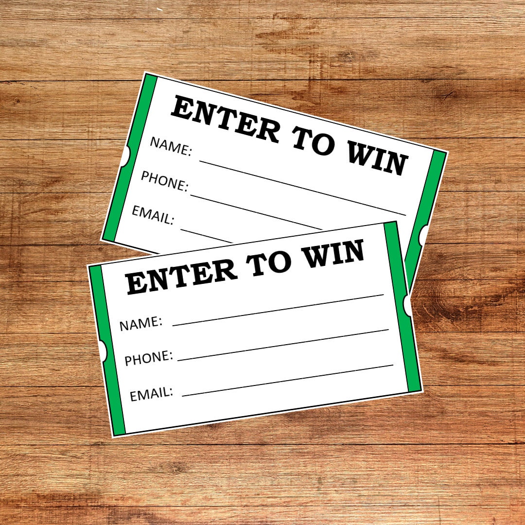 ENTER TO WIN Raffle Tickets Green and Black | Printable Tickets Pdf ...