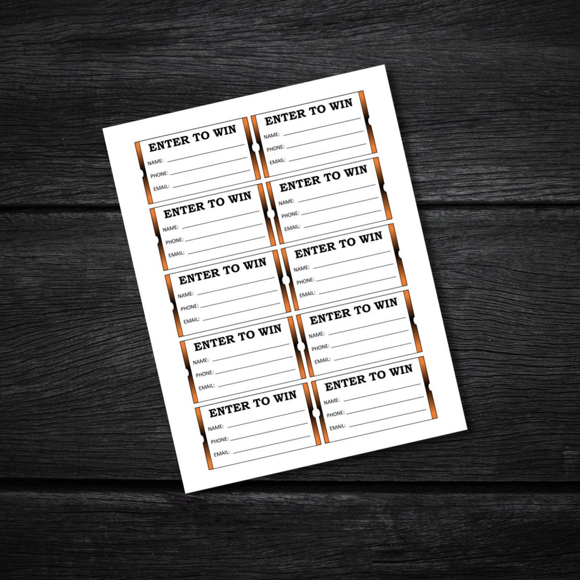 ENTER TO WIN Raffle Tickets Halloween Party Black Orange | Printable ...