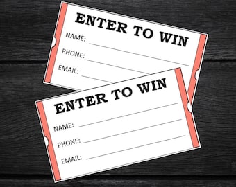 ENTER TO WIN Raffle Tickets Light Salmon Red and Black | Printable Tickets | Downloadable Document | 4th of July | Independence Day | Lotto