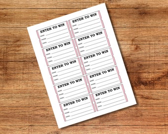 ENTER TO WIN Raffle Tickets Pink and Black | Baby Shower Ticket | Gift Basket Raffle Ideas | Cheerleader Fundraiser Raffle | Lotto | Drawing