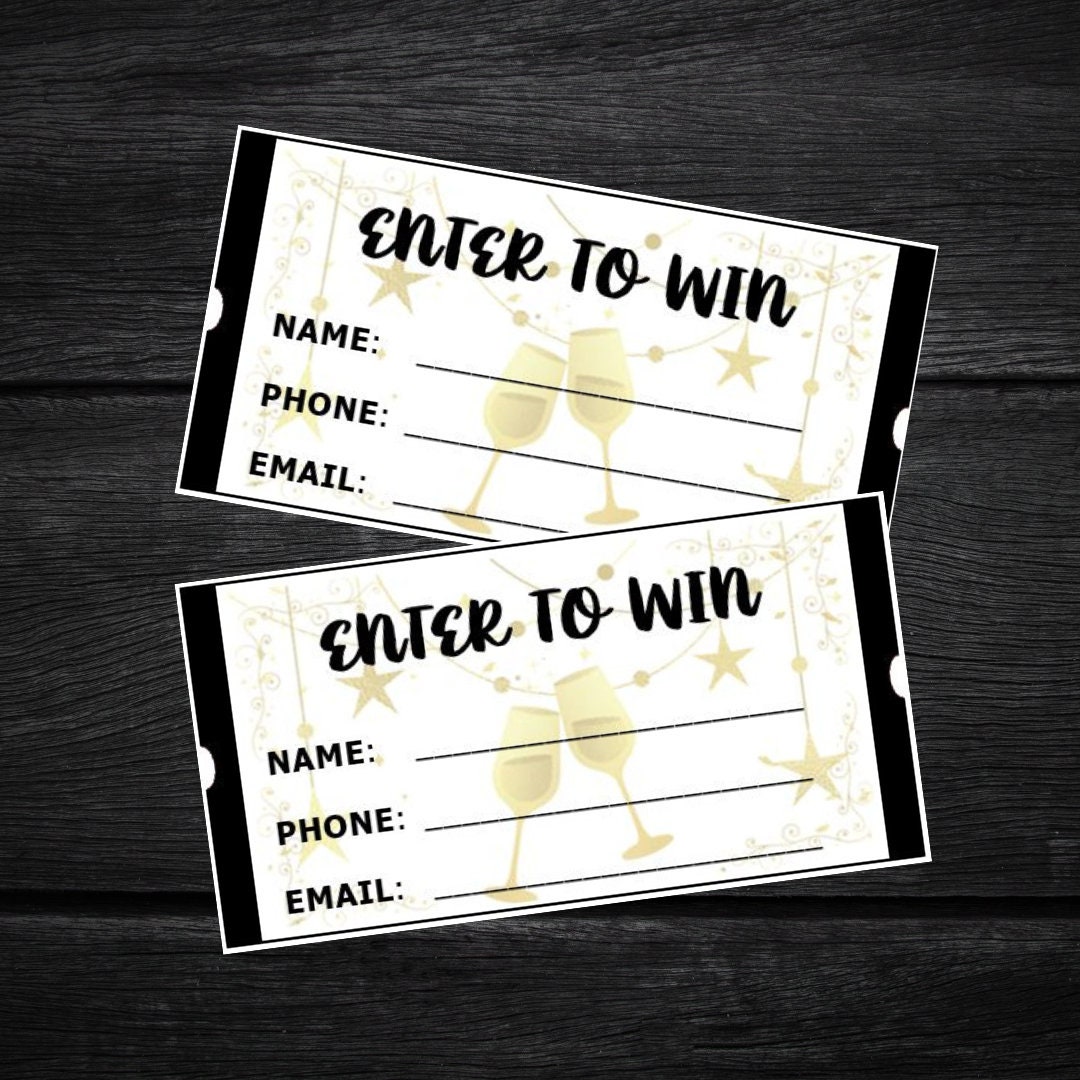 Gold Raffle Sign ENTER TO WIN Black and Gold Themed | Printable Tickets Pdf ...