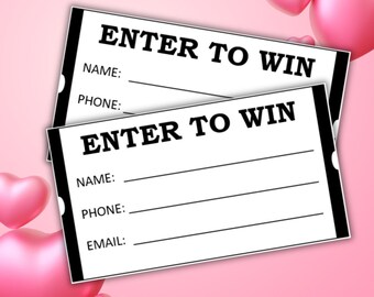 ENTER TO WIN Raffle Tickets Black Valentine Day Ticket pdf Download Valentine's Day Theme Ideas Minimalist Cute To Give Raffle Lotto Drawing