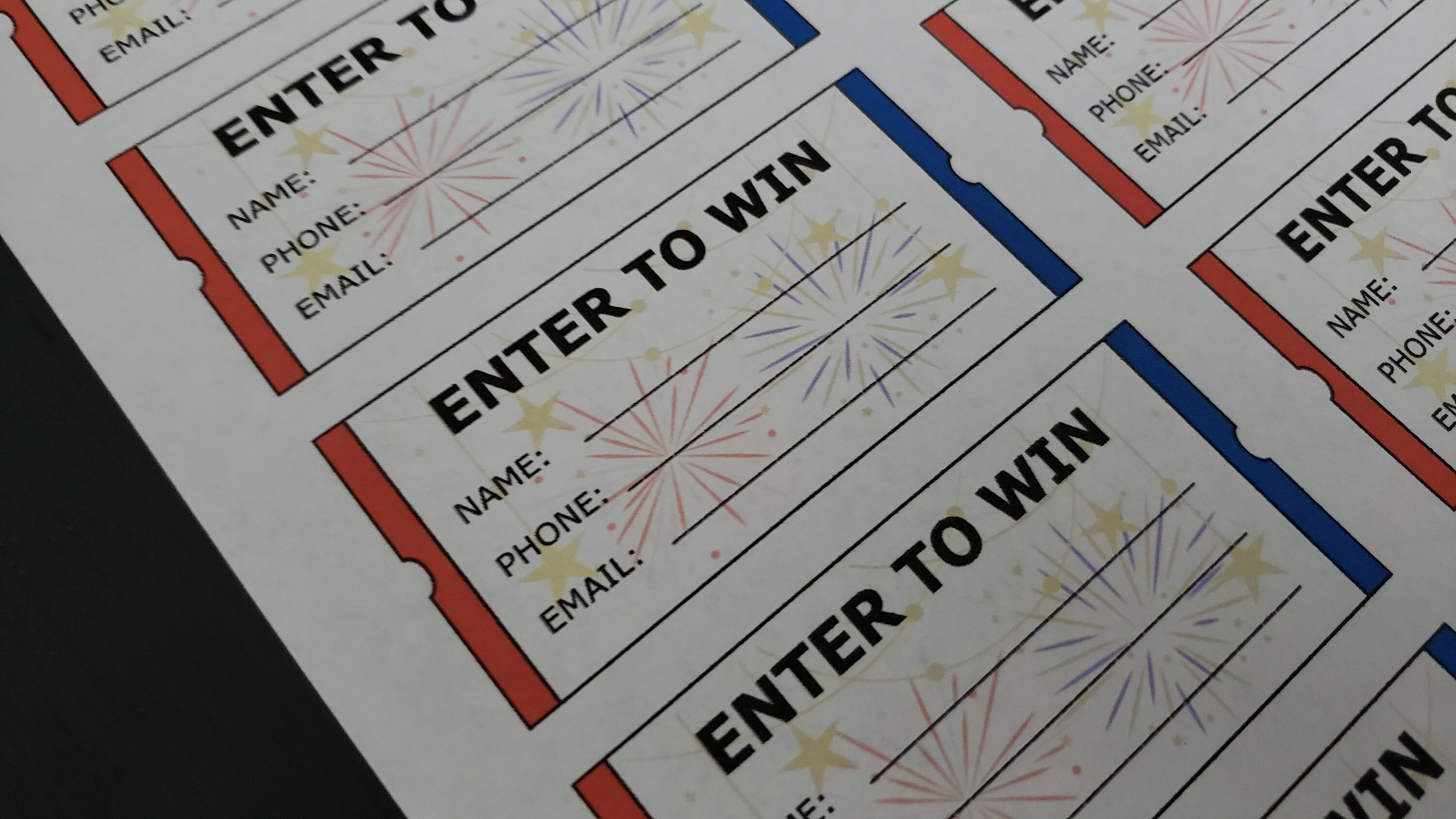 New Year's Eve Raffle Tickets ENTER TO WIN Fireworks Printable Tickets
