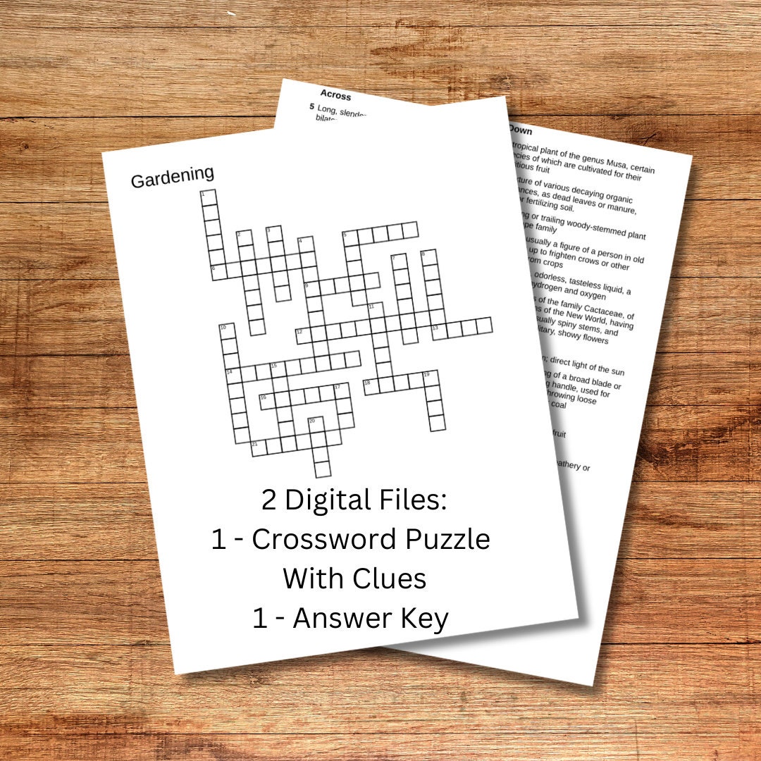 1 Puzzle Gardening Crossword Puzzle PDF Download Printable Puzzle Etsy