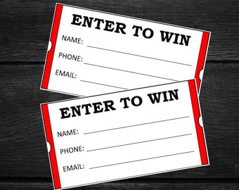 ENTER TO WIN Raffle Tickets Red and Black | Printable Tickets | Downloadable Pdf | 4th of July | Christmas Lotto | Wine Gift Basket Idea