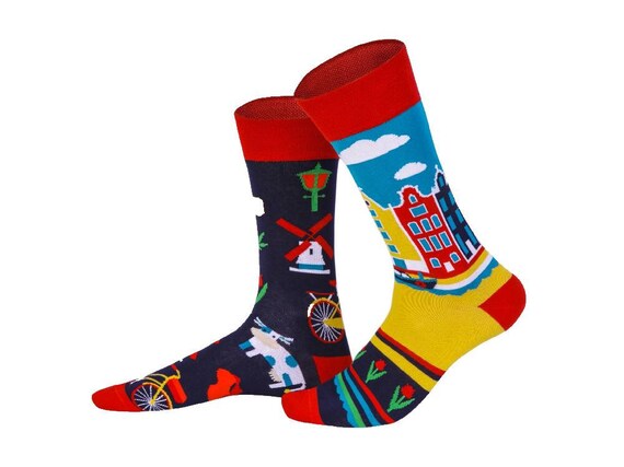 Purper Faeröer Afkorting The Amsterdam Holland Socks Mismatched Socks for Women Mid - Etsy