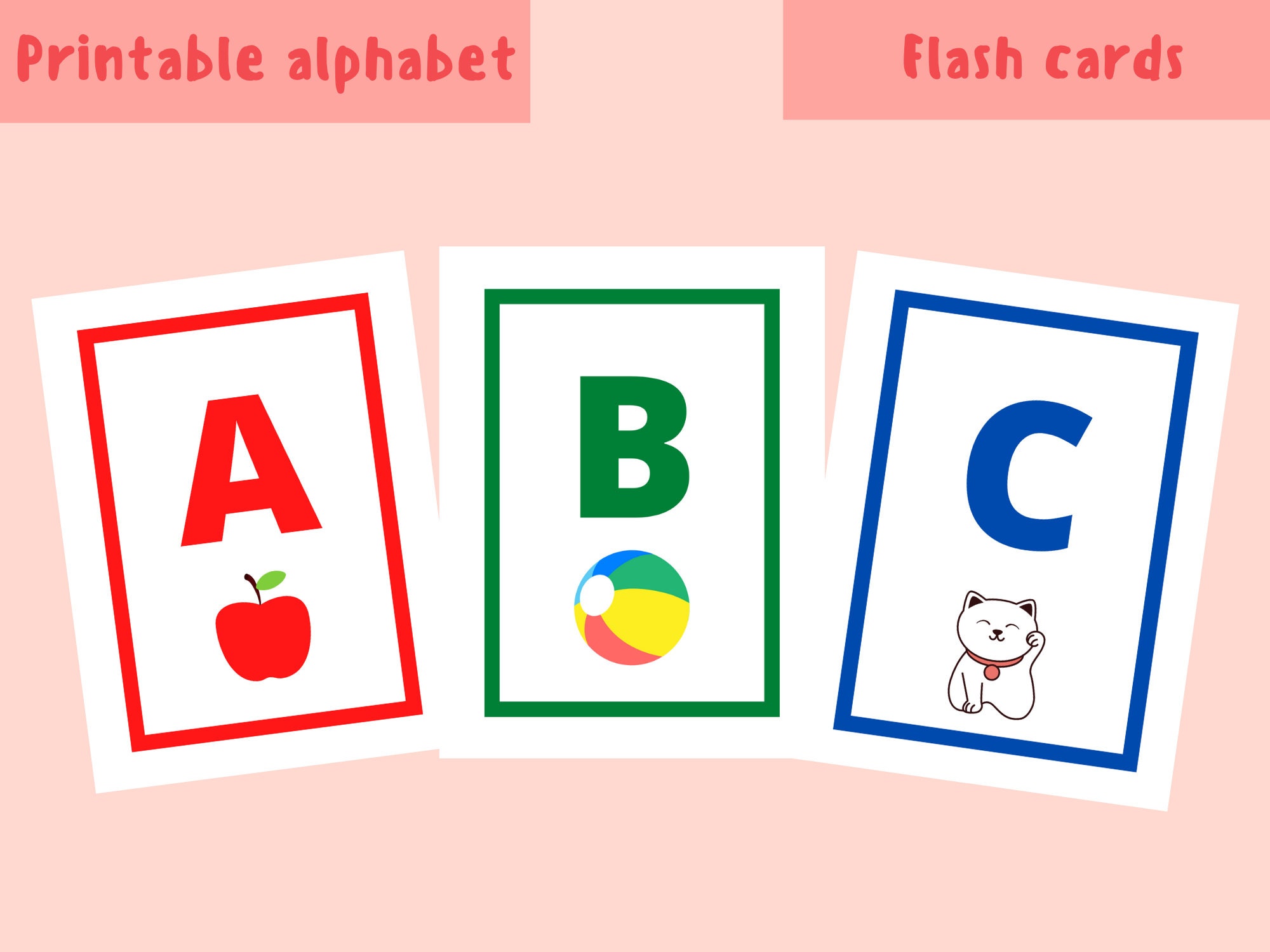 alphabet flash cards pdf abc flashcards printable toddler etsy