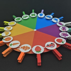 Color Matching Wheel Game Printable - Teaching Kids Color Activity, Fine Motor Skills Activity, Montessori Materials, Preschool Curriculum
