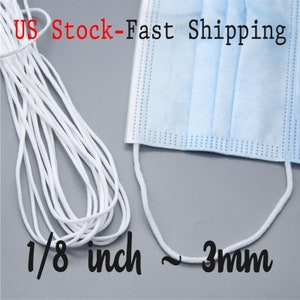 May include: White elastic cord, 1/8 inch or 3 mm in diameter, for making face masks. US Stock - Fast Shipping.