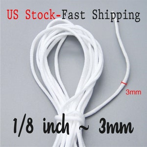 May include: White elastic cord, 1/8 inch or 3 mm in diameter. US Stock - Fast Shipping.