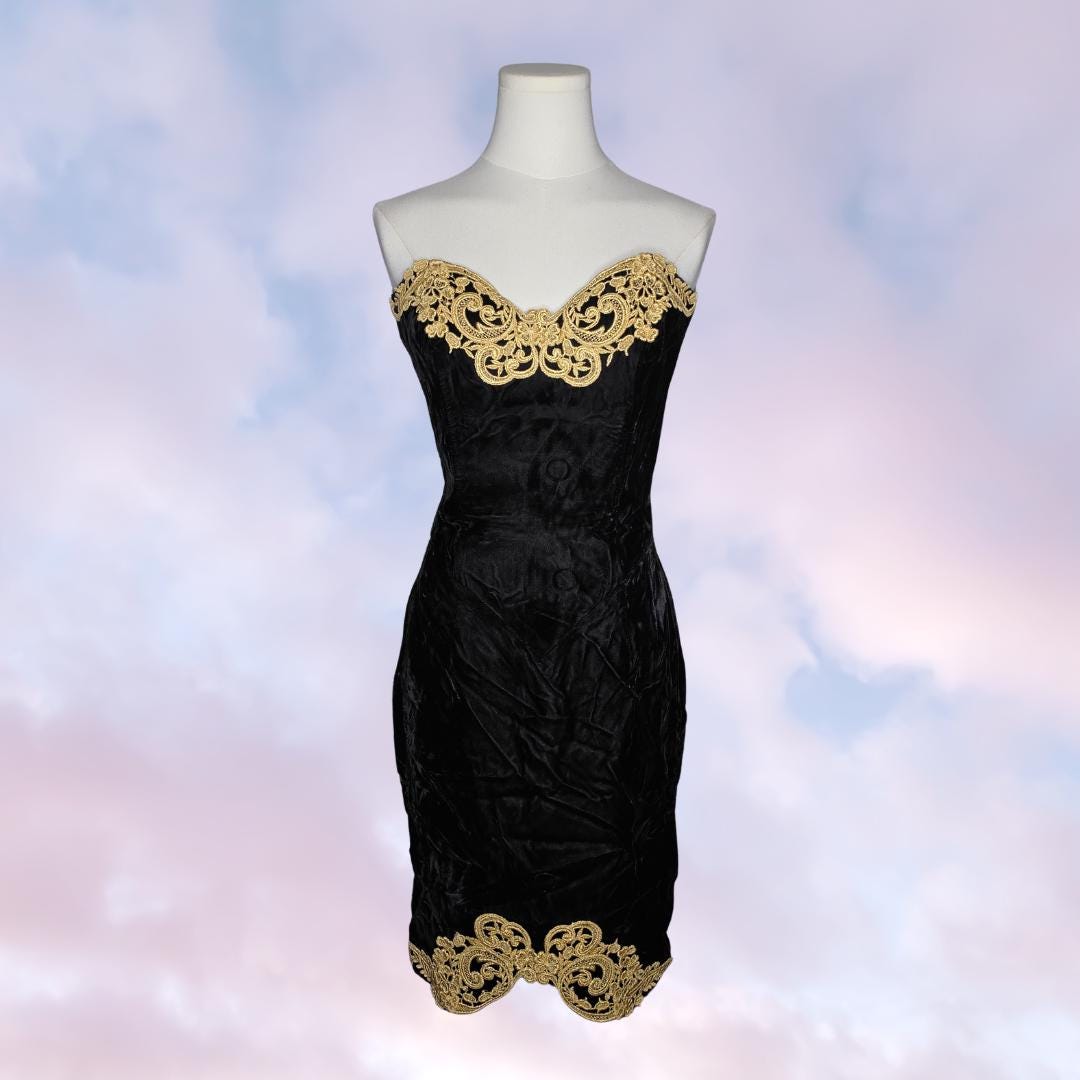 jessica mcclintock black and gold dress Velvet PinCouture