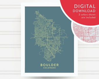 Boulder CO Map Digital Download / Printable Wall Art / Boulder Decor / Boulder Printable / Boulder Map Poster / Instant Download / Green