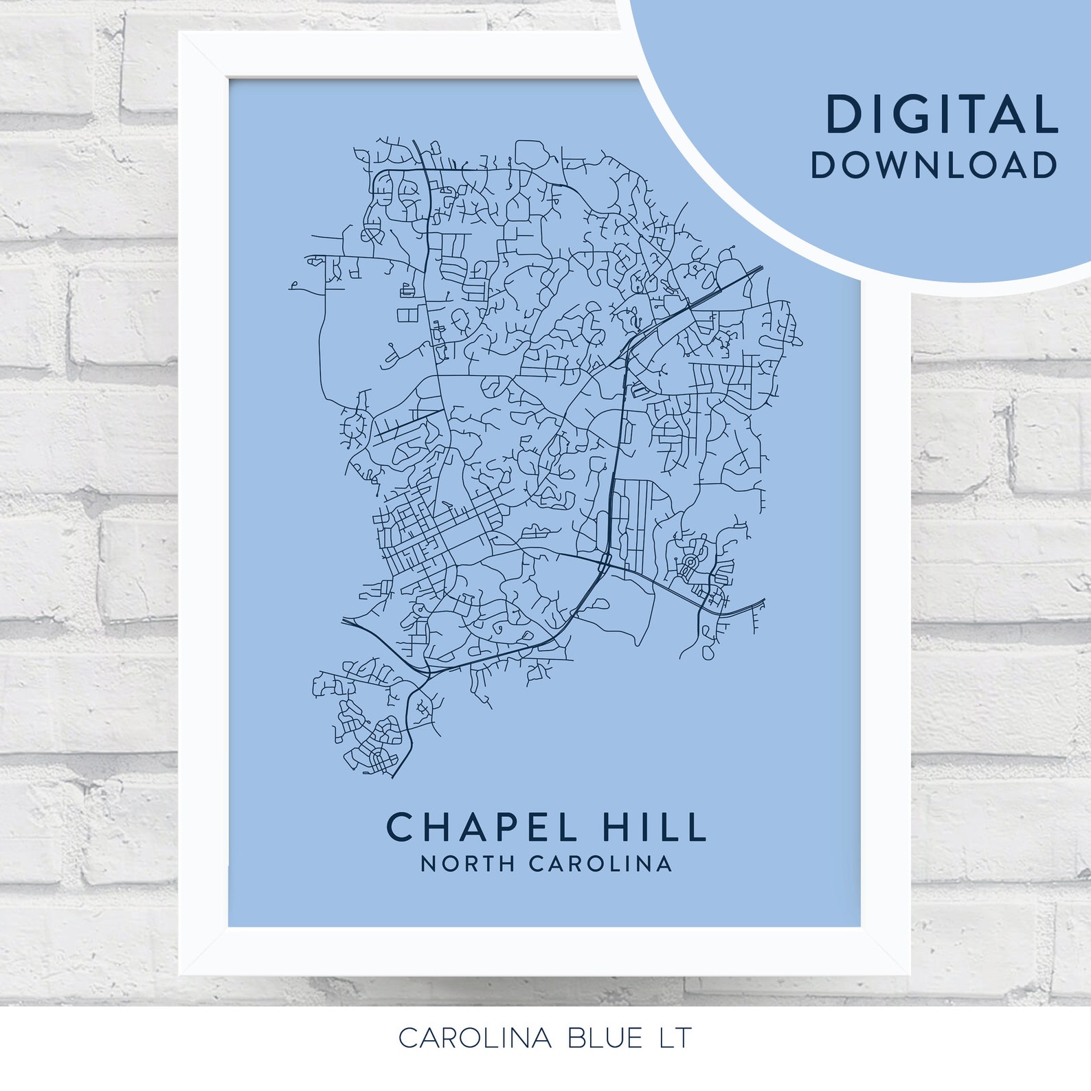 CHAPEL HILL Map Digital Download / Printable Wall Art / Chapel Hill ...