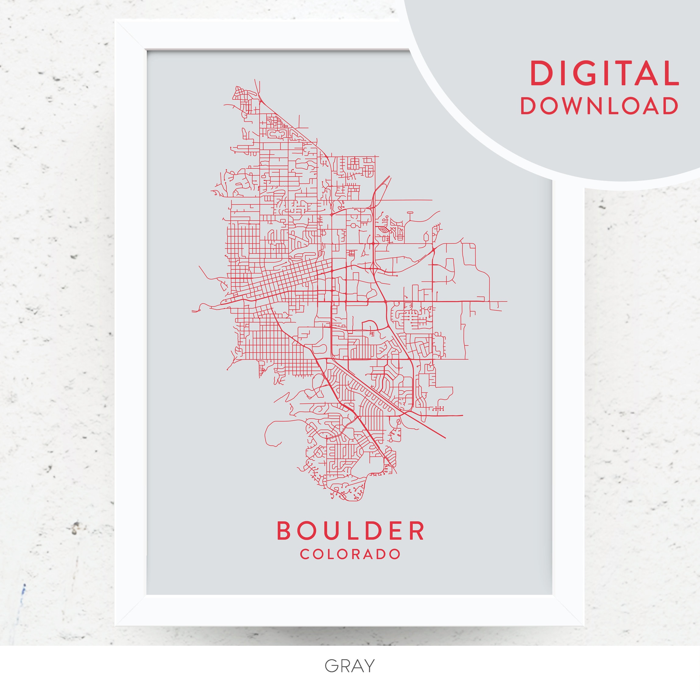 Boulder CO Map Digital Download / Printable Wall Art / Boulder - Etsy