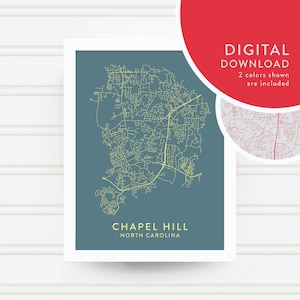 CHAPEL HILL Map Digital Download / Printable Wall Art / Chapel Hill Decor / Chapel Hill Printable / Chapel Hill Map Poster / Instant / Green