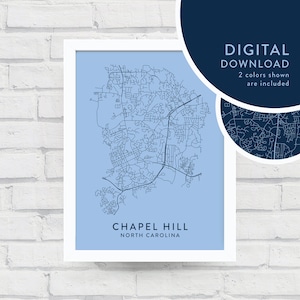 CHAPEL HILL Karte Digital Download/Printable Wall Art/Chapel Hill Decor/Chapel Hill Printable/Chapel Hill Map Poster/Instant/Blue