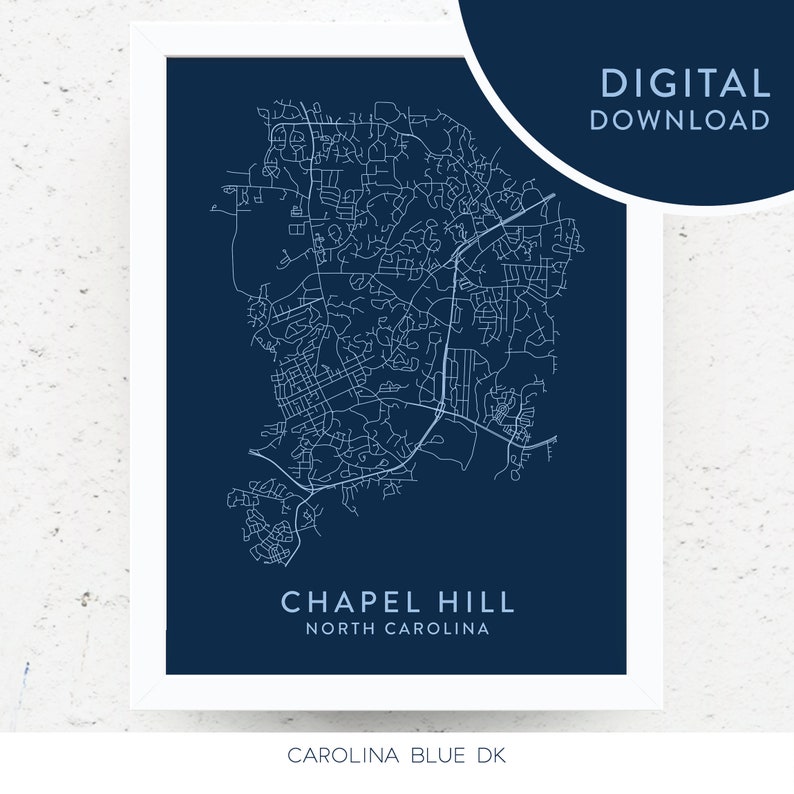 CHAPEL HILL Map Digital Download / Printable Wall Art / Chapel Hill ...