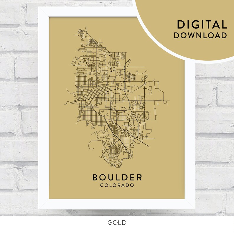 Boulder CO Map Digital Download / Printable Wall Art / Boulder Decor