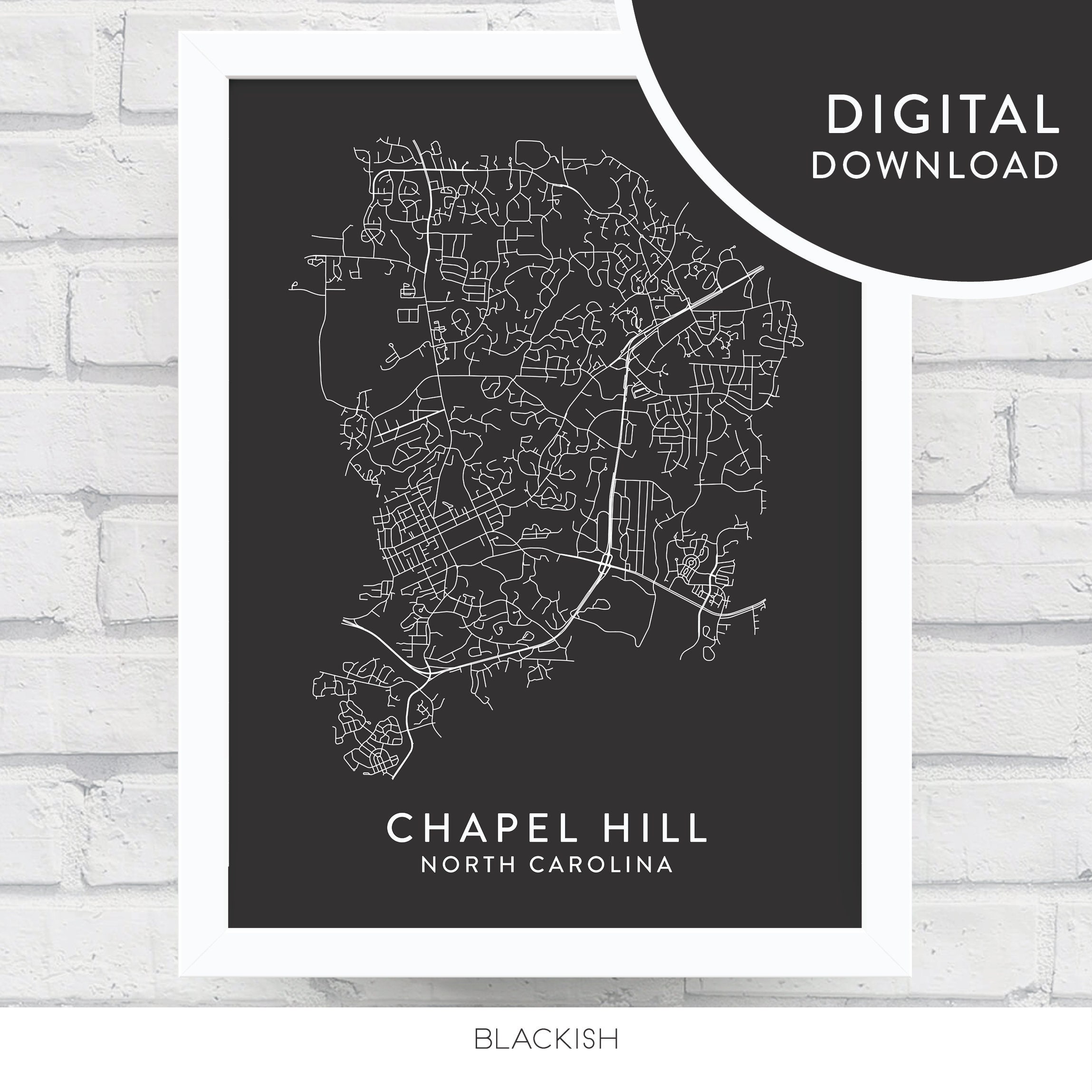 CHAPEL HILL Map Digital Download / Printable Wall Art / Chapel Hill ...