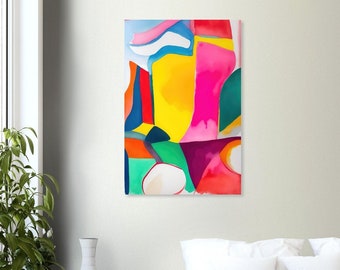 Large Abstract Modern Painting Print | Colorful Vibrant Wall Art Print | Bright Extra Large Watercolor Living Room Fun Home Office Decor
