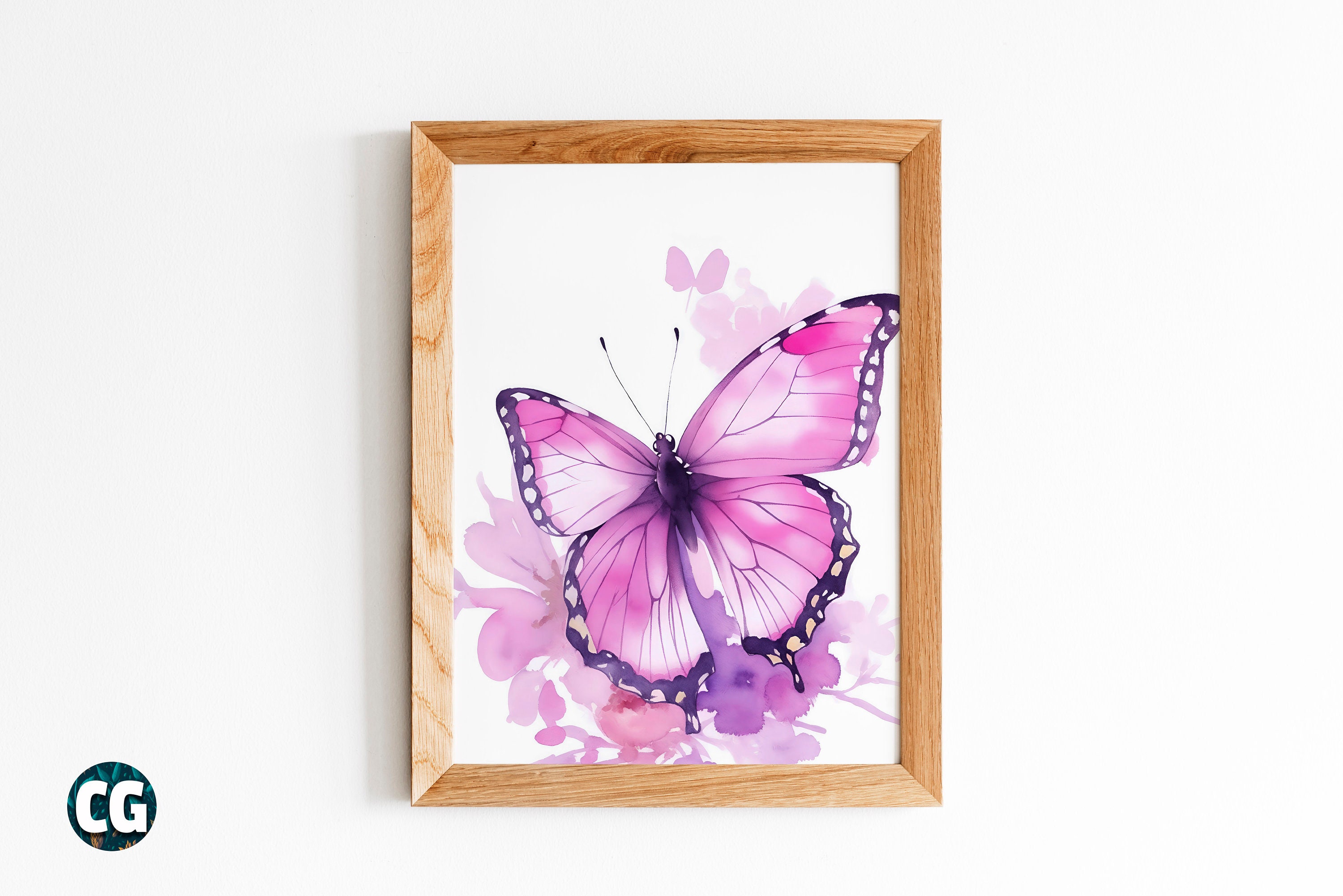 Watercolor Pink Butterfly Wall Art Print Pink Nature Art Etsy