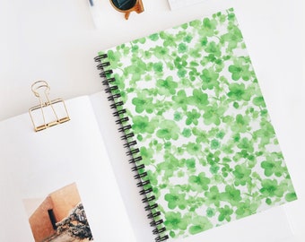 Green Floral Journal | Gifts for Her | School Supplies | Writer's Gift | Trendy Watercolor Spiral Notebook Design with Ruled Line