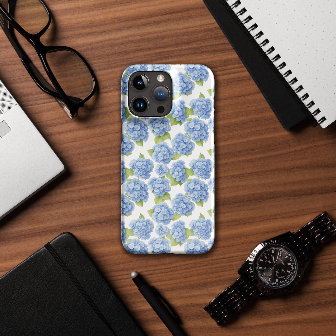 Watercolor Blue Hydrangea Phone Case Floral Flower Phone Etsy