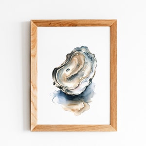 Watercolor Oyster Wall Art Painting Print | Oyster Home Decor | Oyster Shell Decor | Coastal Ocean Decor Printable