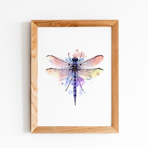 Watercolor Dragonfly Wall Art Print | Dragonfly Digital Print Home Decor | Animal Lover Gift | Farmhouse Décor | Entomology Insect Print