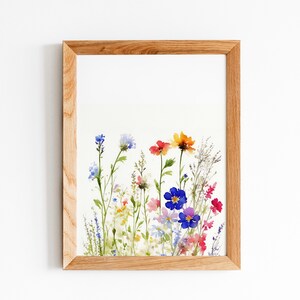 Watercolor Wildflowers Floral Art Print | Watercolor Printable Bright Colorful Flower Watercolor Print | Downloadable Printable Artwork