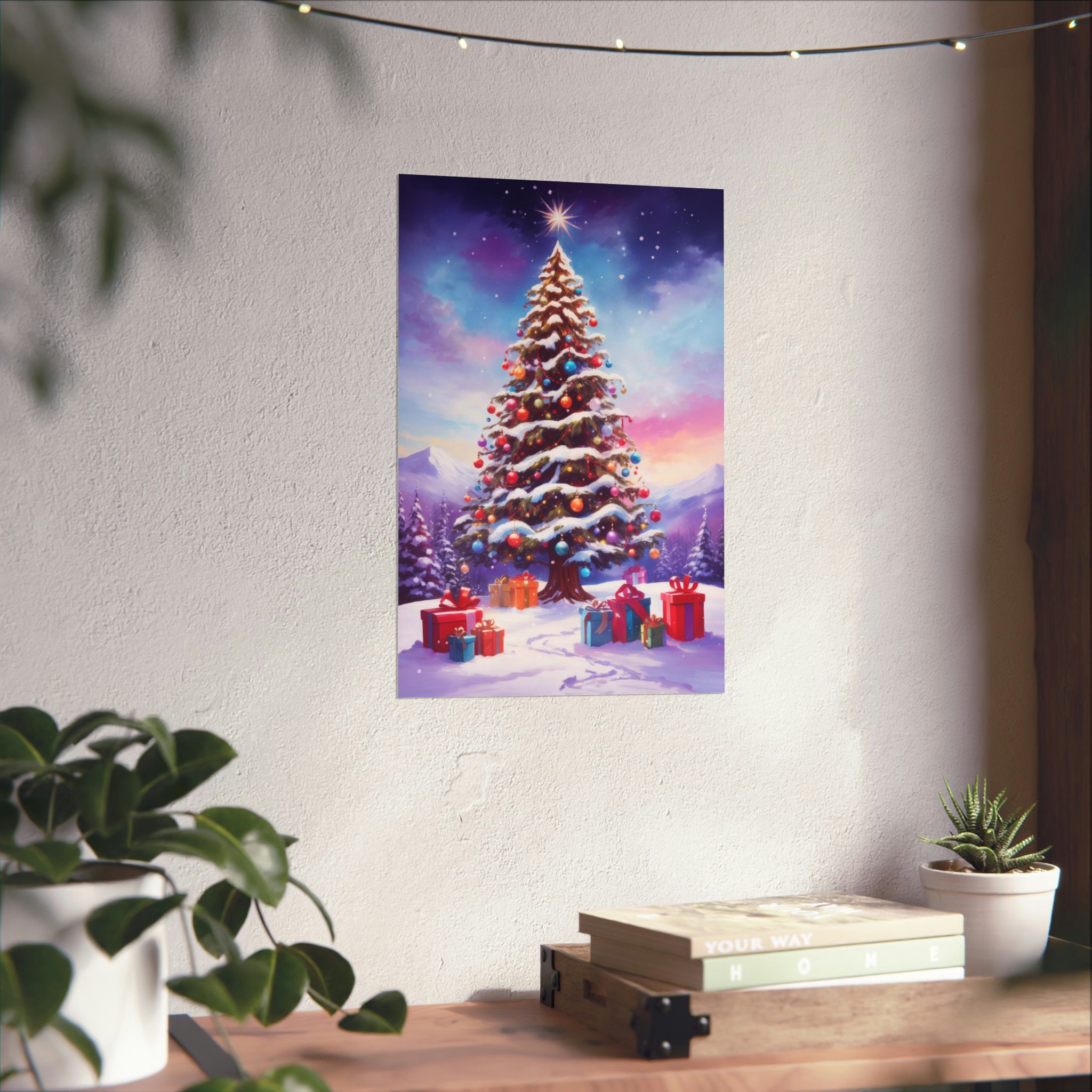 Printed Christmas Tree Wall Art Poster Holiday Seasonal Festive Home ...
