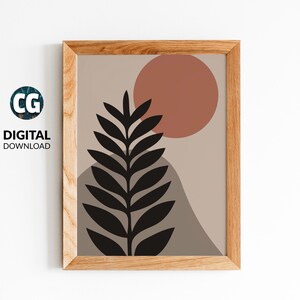 Boho Abstract Wall Art Print | Tropical Floral Home Decor | Mid Century Modern Art | Gift for Home | Digital Download