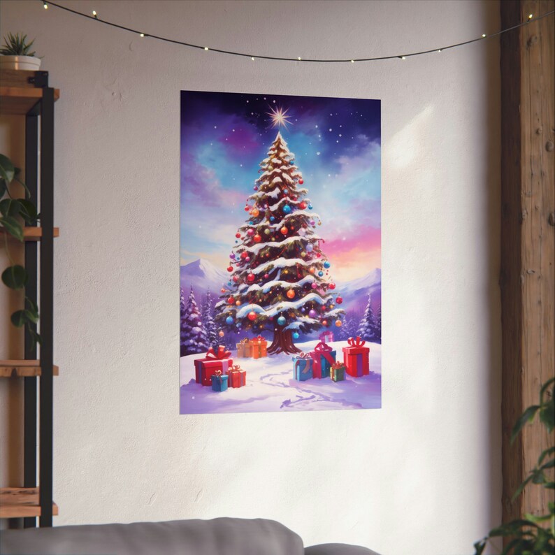 Printed Christmas Tree Wall Art Poster Holiday Seasonal Festive Home