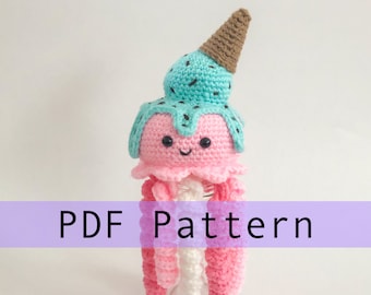 Sprinkles the Ice Cream Jellyfish Crochet Pattern PDF, Amigurumi Jellyfish Toy Pattern In English