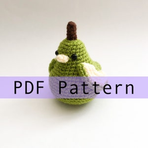 Anjou the Pear Bird Crochet Pattern PDF, Amigurumi Fruit Food Bird Toy Pattern In English
