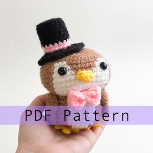 Owlbert the Dapper Owl Crochet Pattern PDF, Amigurumi Owl Bird Toy Pattern In English