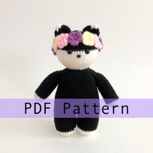 Mittens the Black Cat Crochet Pattern PDF, Modèle de jouet pour chat Amigurumi en anglais