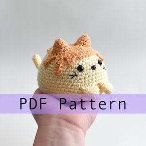 Custard Pudding Cat Crochet Pattern PDF, Amigurumi Food Dessert Cat Toy Pattern In English