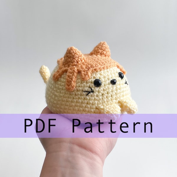 Custard Pudding Cat Crochet Pattern PDF, Amigurumi Food Dessert Cat Toy Pattern In English