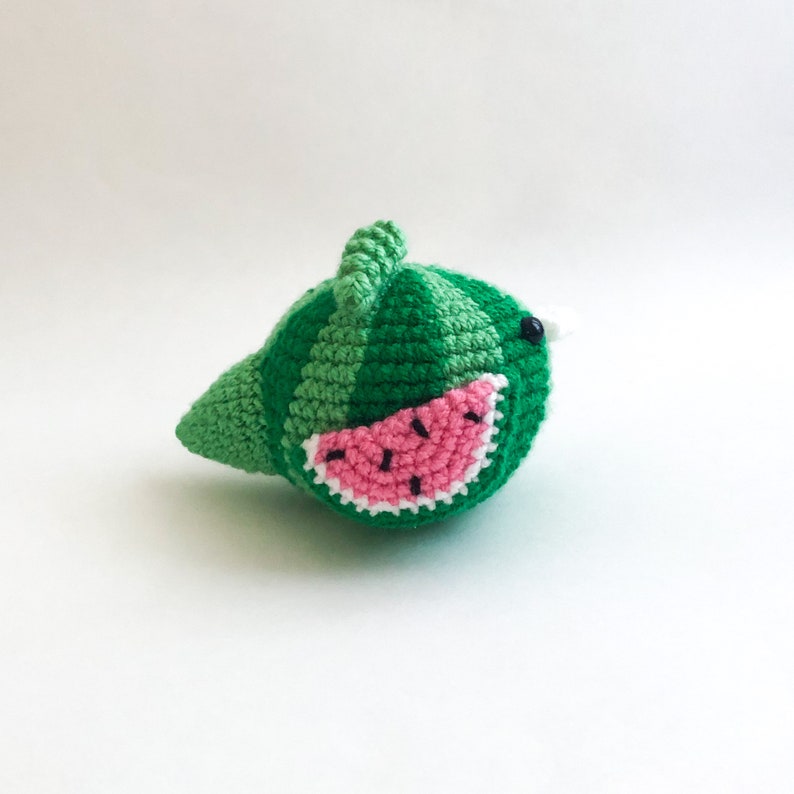 Melon the Watermelon Bird Crochet Pattern PDF, Amigurumi Fruit Food Bird Toy Pattern In English image 3