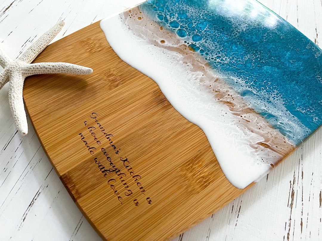 Ocean Epoxy Resin Customizable Bamboo Cutting Board, Ocean Resin ...