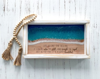 Life is like the ocean sign, ocean resin sign, beach house sign, motivational sign, ocean art, ocean home decor, beach house decor, vsco