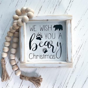 We Wish You A Beary Christmas, cabin Christmas decor, rustic Christmas, cabin sign, lake house sign, bear decoration, bear Christmas decor