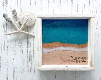 The ocean calms my restless soul, sea turtle home decor, ocean epoxy resin art, beach house decor, ocean home decor, vsco girl sign, scuba