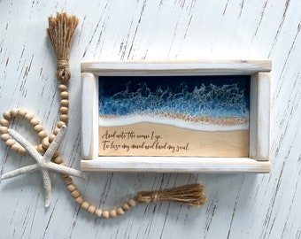 And into the ocean I go to lose my mind and find my soul, ocean epoxy resin art, beach house decor, ocean home decor, vsco girl sign, scuba