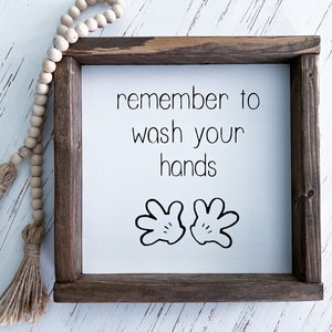 wash your hands sign, Mouse themed bathroom, kids farmhouse bathroom, adult farmhouse bathroom, bathroom decor