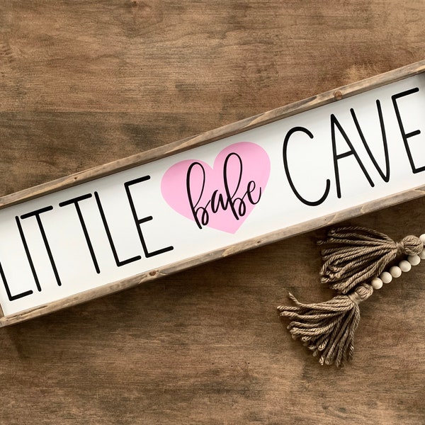 Little babe cave sign, farmhouse Nursery Decor, Baby girl room, Baby Shower Gift, Little Girl room decor, pink girl nursery decor, babe cave