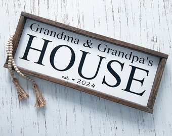 Grandma and grandpas house, grandparent established sign, new grandparent gift, grandparents present, Mother’s Day gift, baby announcement