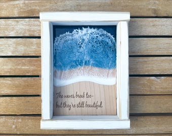 Ready to Ship Ocean Resin Sign, Coastal Wall Decor, Beach House Decor, Engraved Inspirational Wood Sign, Ocean Lover Gift