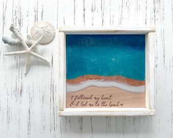 I followed my heart and it led me to the beach, sea turtle home decor, ocean epoxy resin art, beach house decor, vsco girl, scuba diving